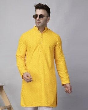 men regular fit embellished long kurta