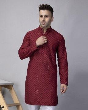 men regular fit embellished long kurta