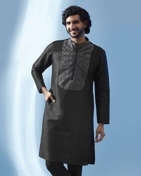 men regular fit embroidered kurta