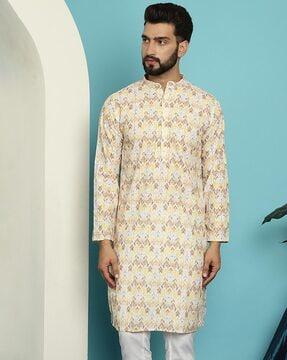 men regular fit embroidered long kurta