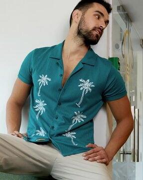 men regular fit embroidered shirt