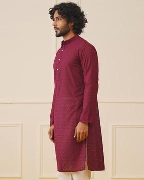 men regular fit embroidery long kurta