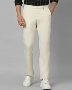 men regular fit flat-front chinos