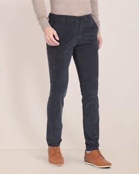 men regular fit flat-front chinos