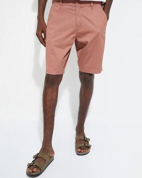 men regular fit flat-front city shorts