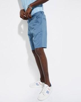 men regular fit flat-front city shorts