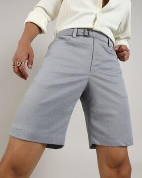 men regular fit flat-front city shorts