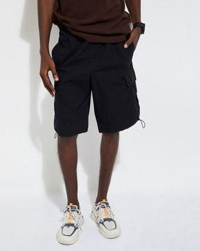 men regular fit flat-front cotton cargo shorts