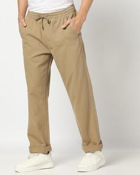 men regular fit flat-front pants