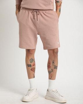 men regular fit flat-front shorts