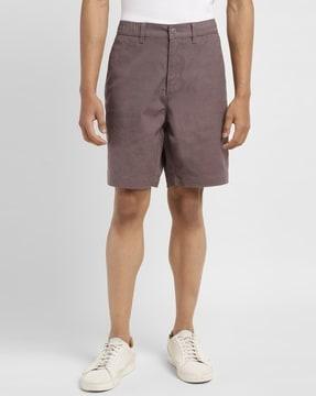 men regular fit flat-front shorts