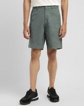 men regular fit flat-front shorts