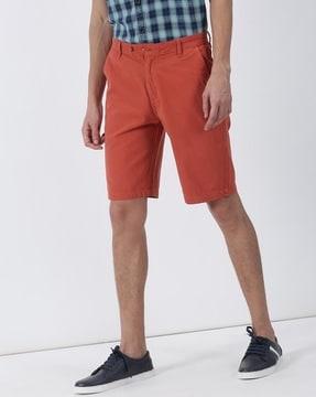 men regular fit flat-front shorts