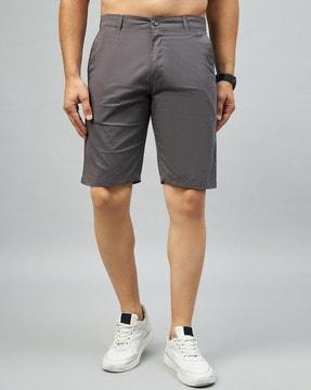 men regular fit flat-front shorts