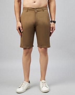 men regular fit flat-front shorts