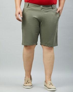 men regular fit flat-front shorts