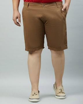 men regular fit flat-front shorts