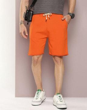 men regular fit flat-front shorts