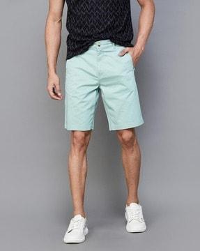 men regular fit flat-front shorts