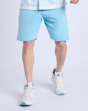 men regular fit flat-front shorts