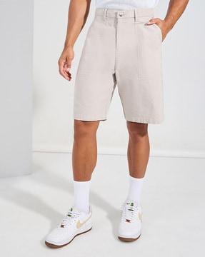 men regular fit flat-front shorts