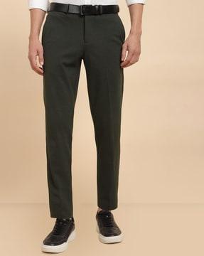 men regular fit flat-front trousers