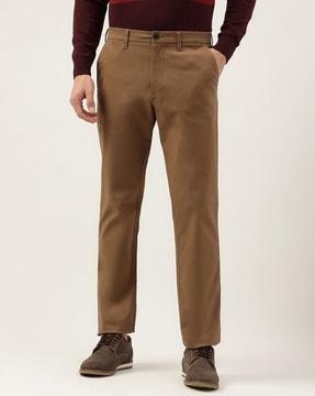 men regular fit flat-front trousers