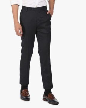 men regular fit flat-front trousers