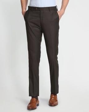 men regular fit flat-front trousers