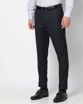 men regular fit flat-front trousers