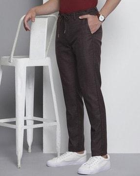 men regular fit flat-front trousers