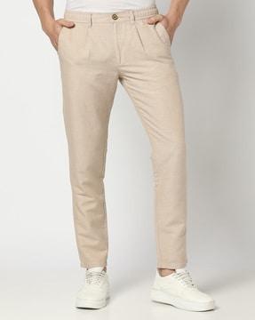 men regular fit flat-front trousers