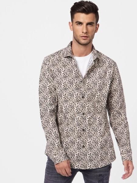 men regular fit floral print casual shirt