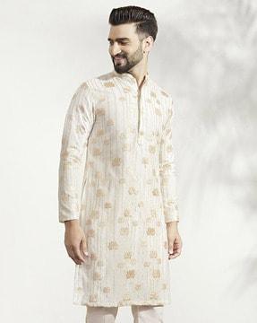 men regular fit floral print kurta