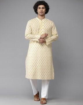 men regular fit floral print kurta