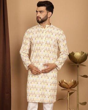 men regular fit floral print kurta