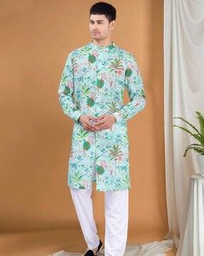 men regular fit floral print kurta