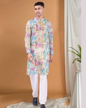 men regular fit floral print kurta