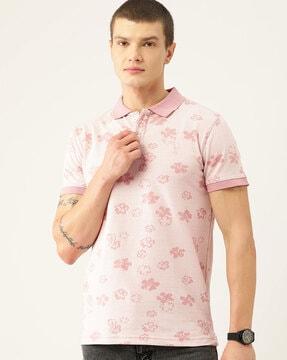 men regular fit floral print polo t-shirt