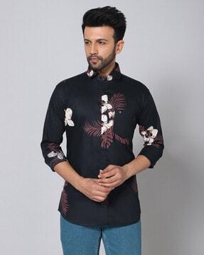 men regular fit floral print shirt