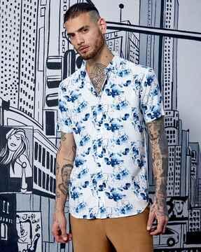 men regular fit floral print shirt