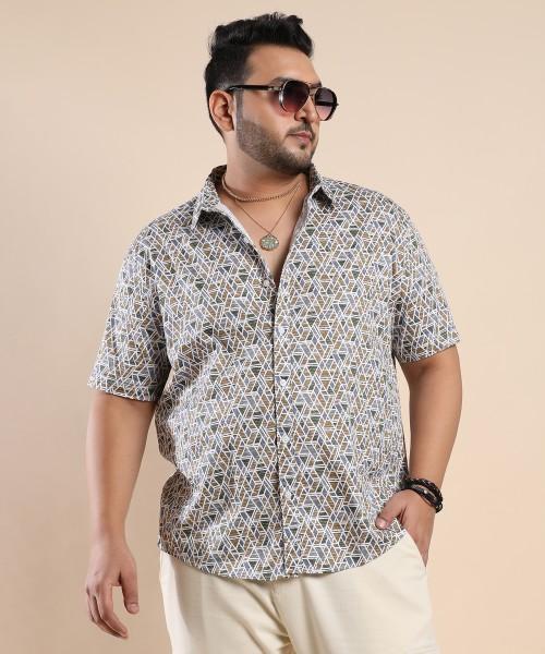 men regular fit floral print spread collar casual shirt