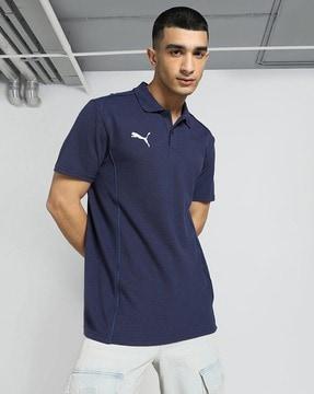 men regular fit football polo t-shirt with logo print