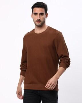 men regular fit full-sleeves round-neck sweatshirt