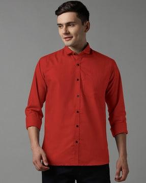 men regular fit full-sleeves spread-collar shirt