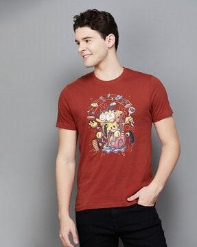 men regular fit graphic print crew-neck t-shirt