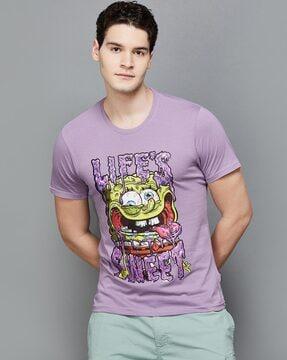 men regular fit graphic print crew-neck t-shirt