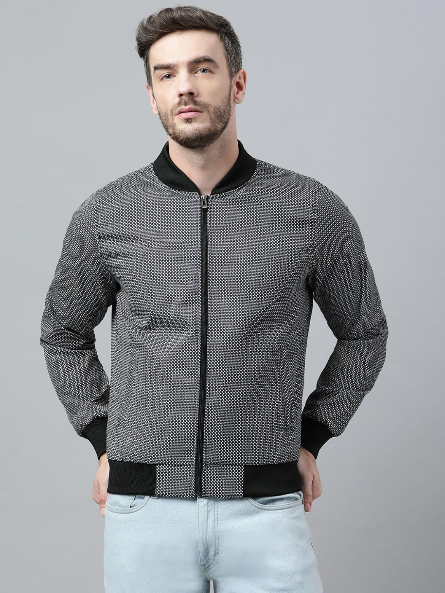 men regular fit grey casual jacket