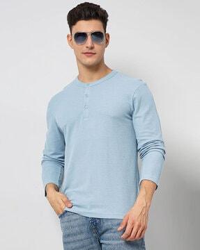 men regular fit henley-neck t-shirt