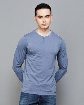 men regular fit henley-neck t-shirt